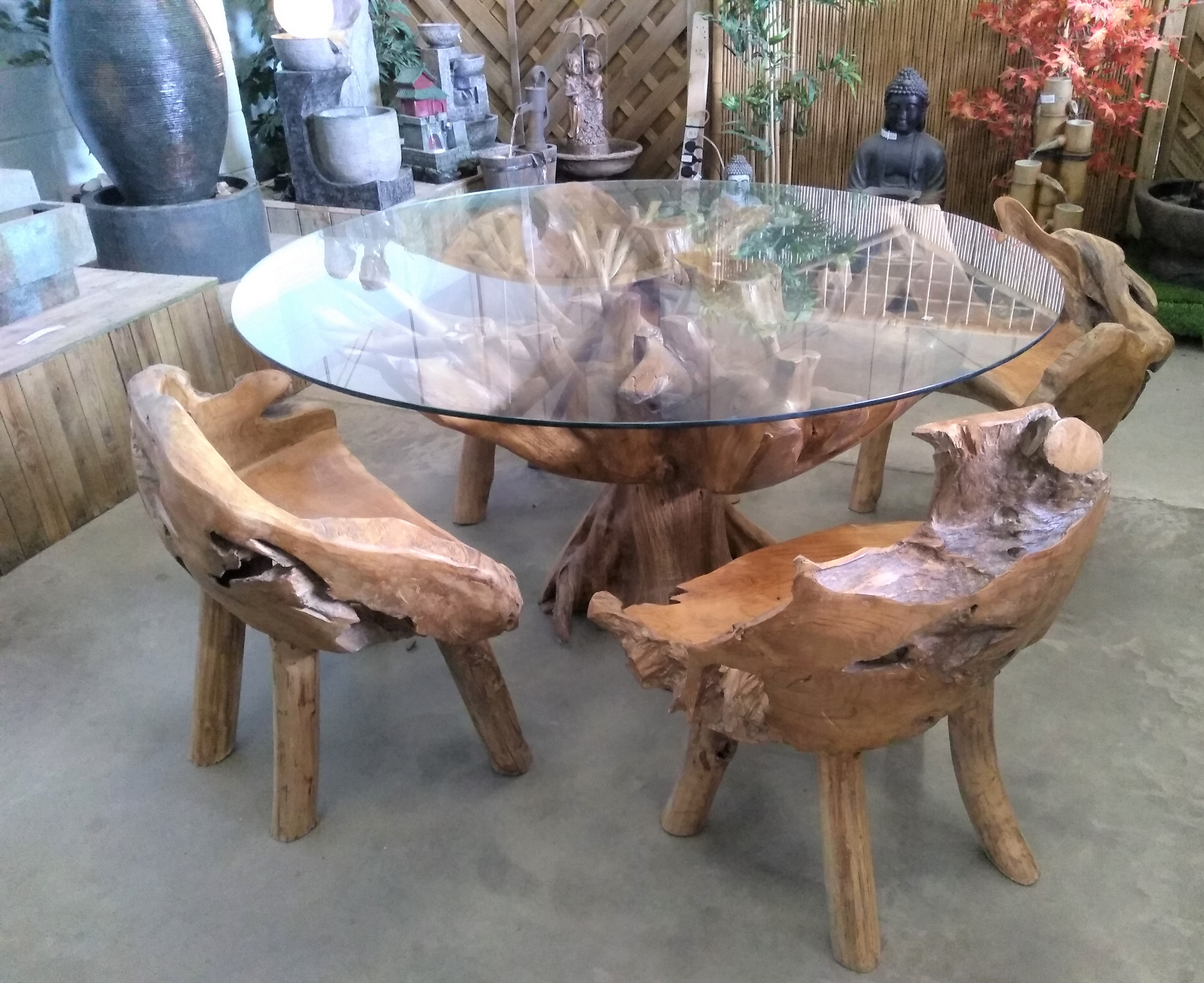 Glass top garden table and online chairs