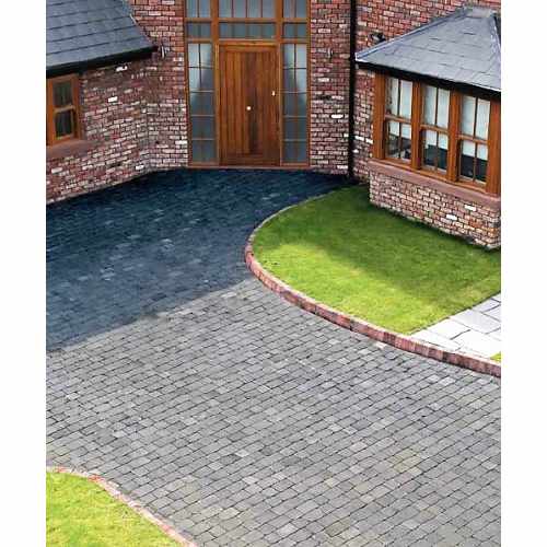 Courtyard Tumbled 50mm 2 Size Block Paving in Charcoal - Pack 8.35m2
