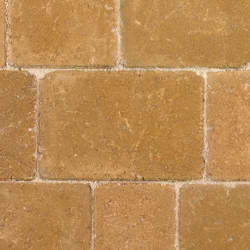 Tumbled Block Paving in Cotswold Buff, 50mm, 2 Mixed Sizes. Pack 8.35m2