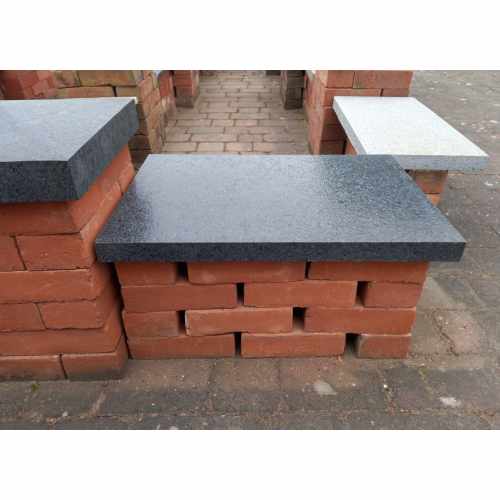 Black Copings: Natural Granite Flat Double Coping Stone in Emperor Black - 600mm x 400mm x 40mm