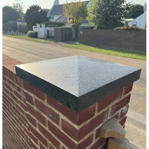 Natural Granite Apex Pier Cap: Emperor Black - 48x48cm for 2 Brick Pillar