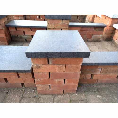 Black Pier Caps: Natural Granite 36cm x 36x4cm Pier Cap in Emperor Black - for 1 1/2 Brick Pillar