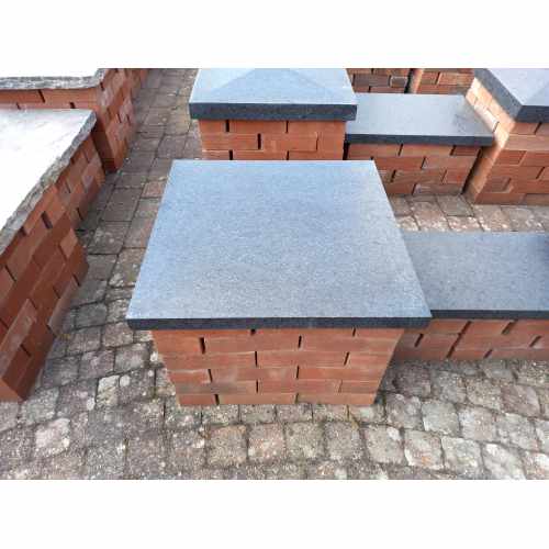 Natural Granite Flat Pier Caps: Emperor Black - 620x620x40mm for 2 1/2 Brick Pillar 