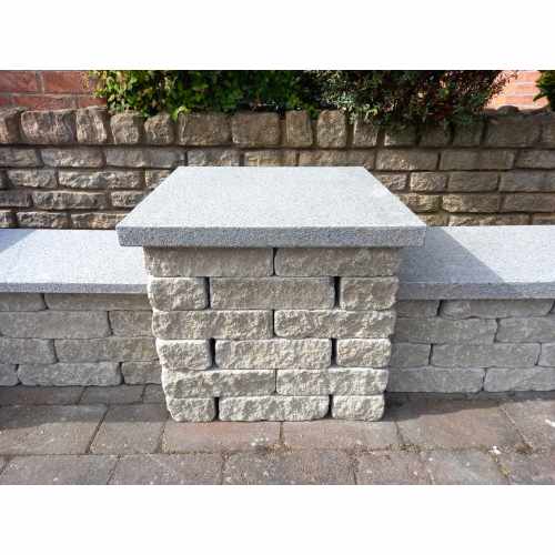 Natural Granite Flat Pier Caps: Grey Colour - 500x500x40mm for 2 Brick Pillar 