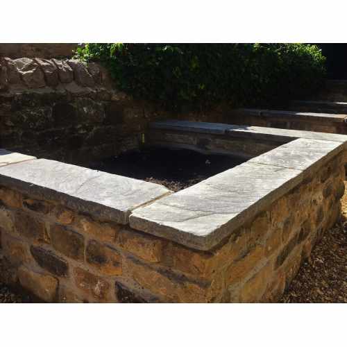 Natural Sandstone Weathered Coping Stones: 900x300x50mm Double Wall