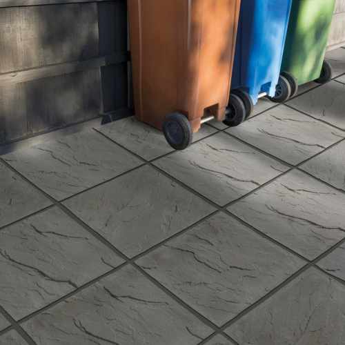 Bradstone Peak Riven Paving Slabs in Dark Grey.  Slight Seconds 450x450mm Slabs - Pack (40)