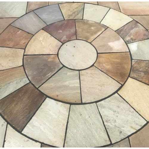 Circle Paving Kit: Natural Sandstone 1.6m Dia : Fossil Buff