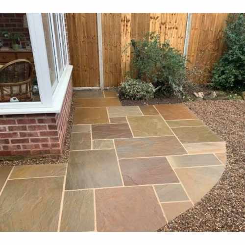 Natural Indian Sandstone Paving: 4 Mixed Sizes in Harvest Blend: Patio Pack 15.25m2