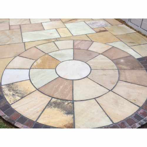 Natural Sandstone 2.5m Dia Circle Paving Feature - Sahara Colour