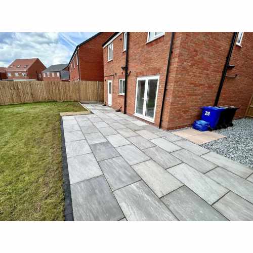 Natural Indian Sandstone Paving: Silver Mist colour in single size 900x600mm Slabs (Pack - 35 Pieces)