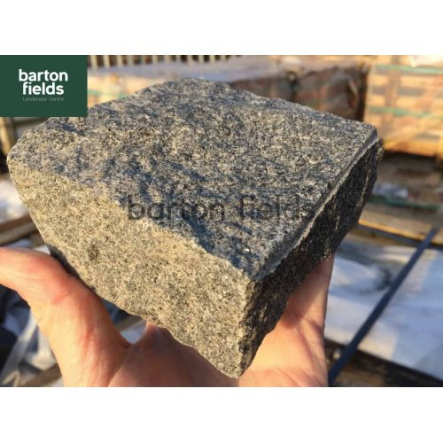 Natural Granite Split Cobble Setts, Graphite Grey - 100x100x40-60mm